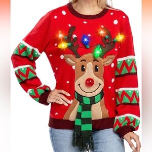 Light Up Ugly Christmas Sweater Women 2024